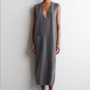 COS Boiled Wool Midi Dress in Gray Melange, Size S